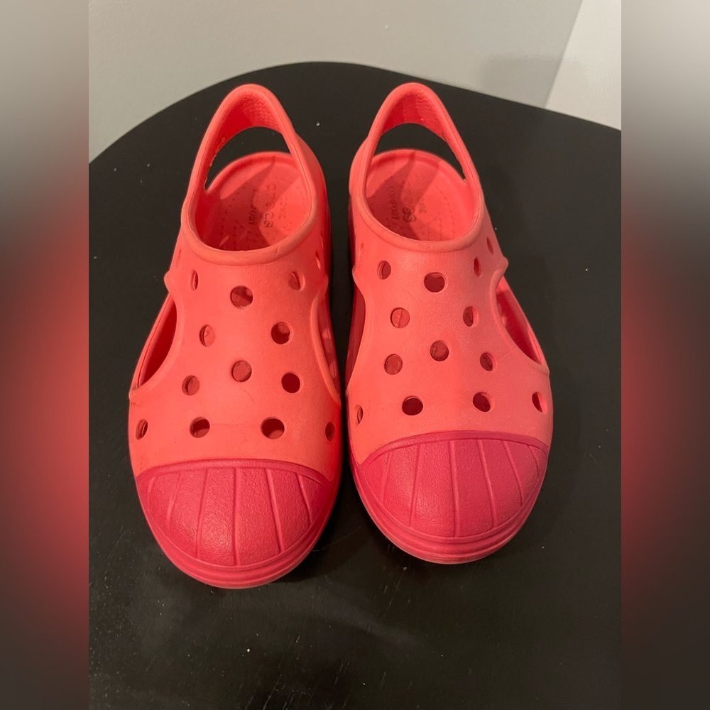 coral pink Crocs Bump It clog slip-on shoes for kids size C 12